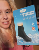 I never travel without these now. Wearing the cold socks during and after a long flight prevents my feet and ankles from swelling. It's a total game-changer for travel.