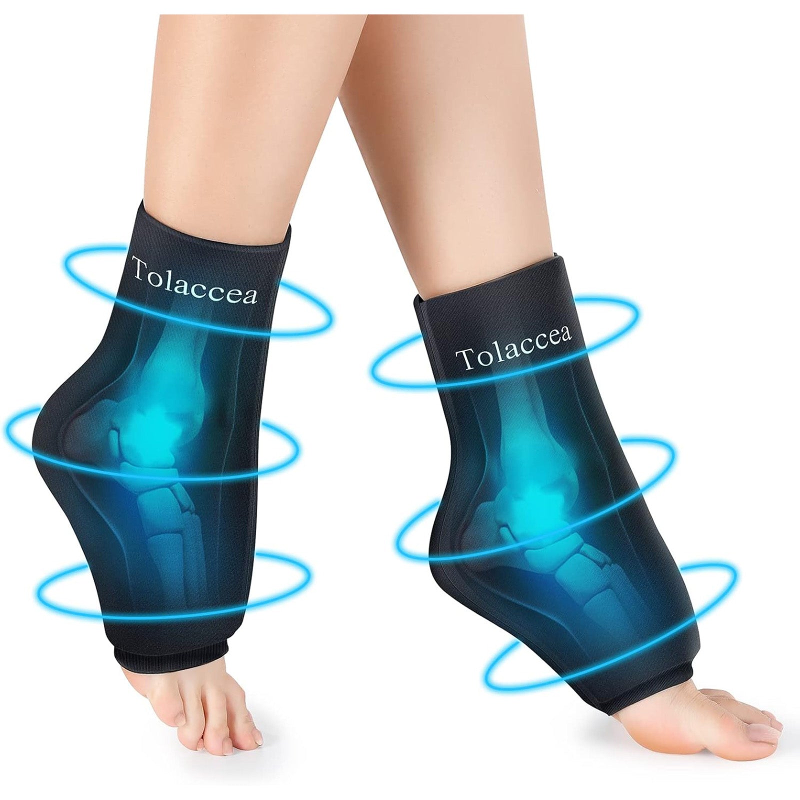 Tolaccea Hot & Cold Reusable Ankle Foot Ice Pack Wrap for Injuries, Swelling & Pain Relief