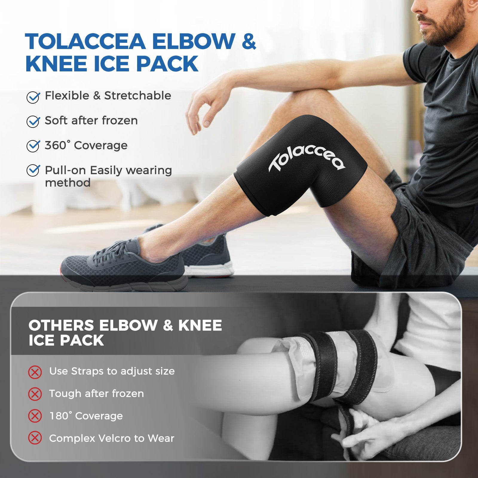 Tolaccea Hot & Cold Therapy Compression Sleeve for Elbow and Knee Calf Ankle Pain Relief