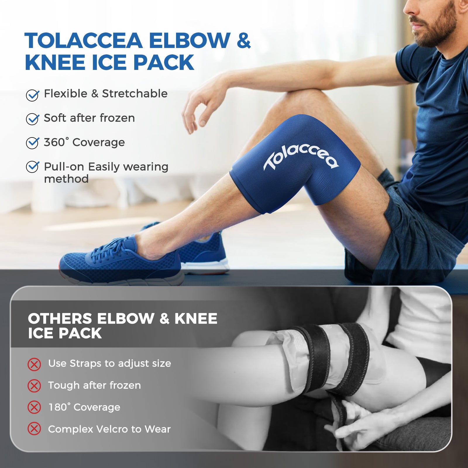 Tolaccea Hot & Cold Therapy Compression Sleeve for Elbow and Knee Calf Ankle Pain Relief