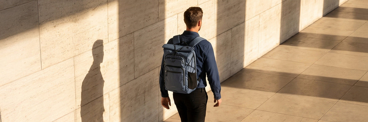 Tolaccea R10 32L Roll-top Travel Laptop Backpack with FIDLOCK Magnetic Buckle & 360° Laptop Protection