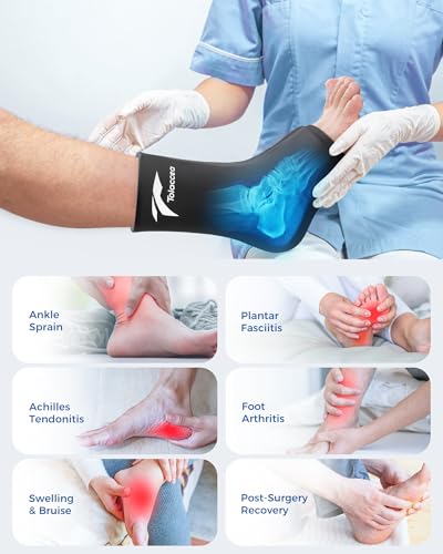 Tolaccea Ankle Ice Pack Wrap PRO for Injuries, Foot Ice Pack for Hot and Cold Therapy, Flexible Cold Pack for Plantar Fasciitis,Swelling,Sprained, ColdFocus for More Cooling Large (Pack of 1)