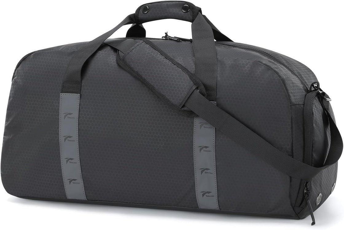 Tolaccea Gym Bag for Women Men 42L Lightweight Travel Duffle Bag Waterproof Sports Duffel with Shoe Compartment & Wet Pocket Carry on Weekender Overnight Bags for Airplane Workout Yoga, Black