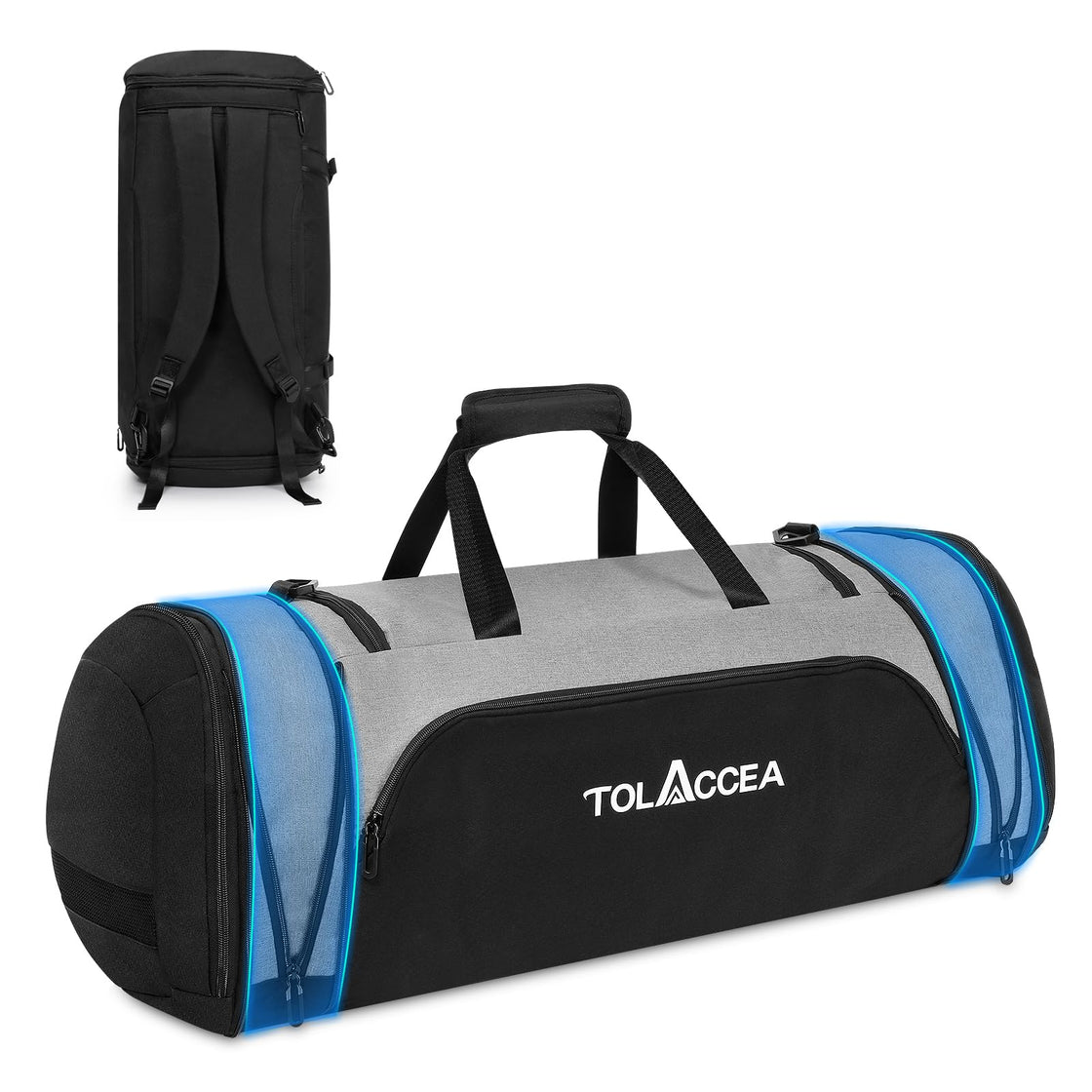 Tolaccea Gym Bag, Duffel Bag for Men Women, 54L-72L Expandable Large Travel Bag Backpack with Shoe Compartment, Carry On Weekend Bag, Fitness Training Bag for Gym, Travel, Swimming, Yoga, Football
