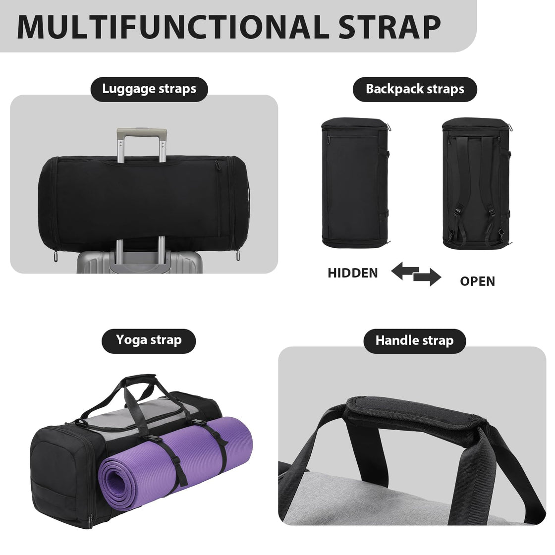 Tolaccea Expandable Travel Bag Gym Bag Men Large 54L 72L Weekender wit