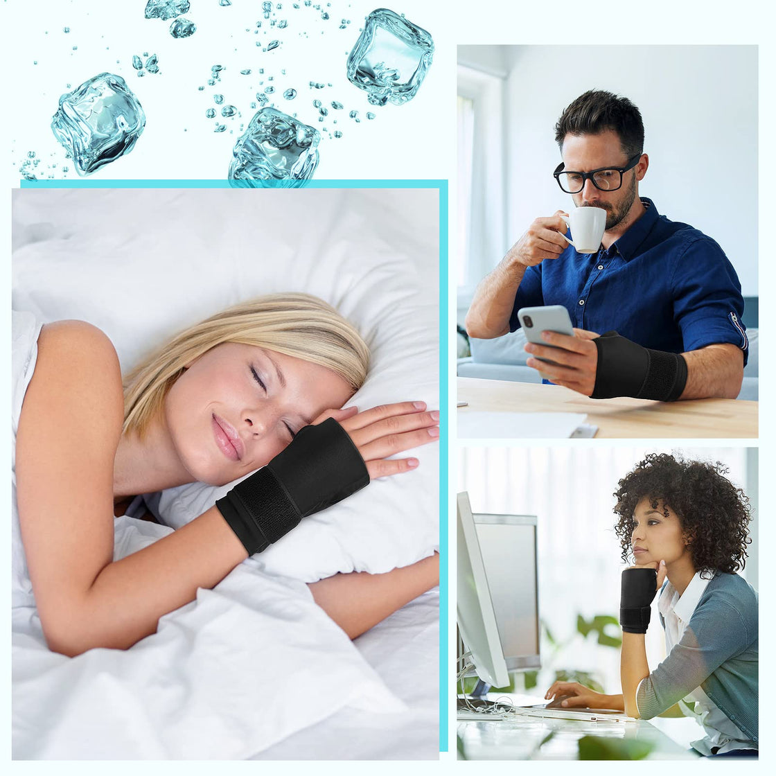 Tolaccea Wrist Brace Hand Ice Pack for Pain Relief
