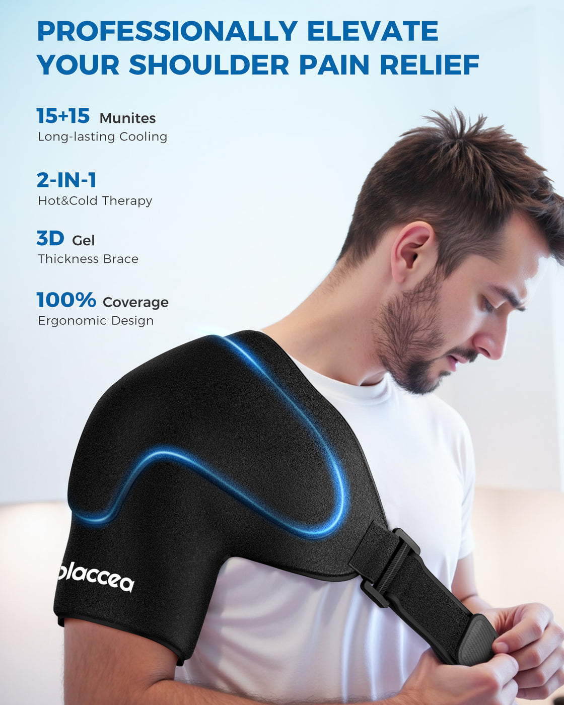 Shoulder Ice Pack Wrap with Triple Coldfocus Expert Gel for Long-Lasting Rotator Cuff Cold Therapy, Shoulder ice Brace Rotator Cuff Cold Therapy for for Pain Relief, Post Recovery