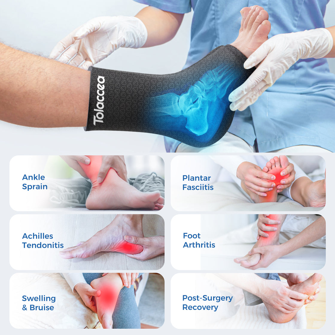 Tolaccea Pro Ankle Ice Pack Wrap Hot & Cold Therapy for Sprains, Plantar Fasciitis & Swelling