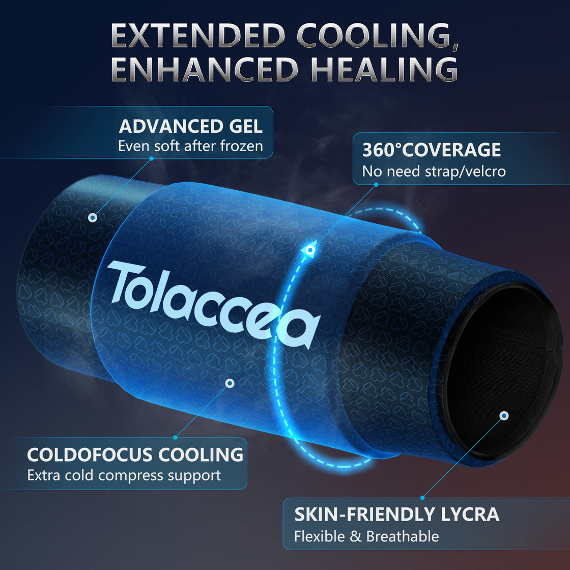 Tolaccea Dual-Cold Pro Elbow Ice Pack Focus Gel Technology for Tendinitis & Sports Injuries