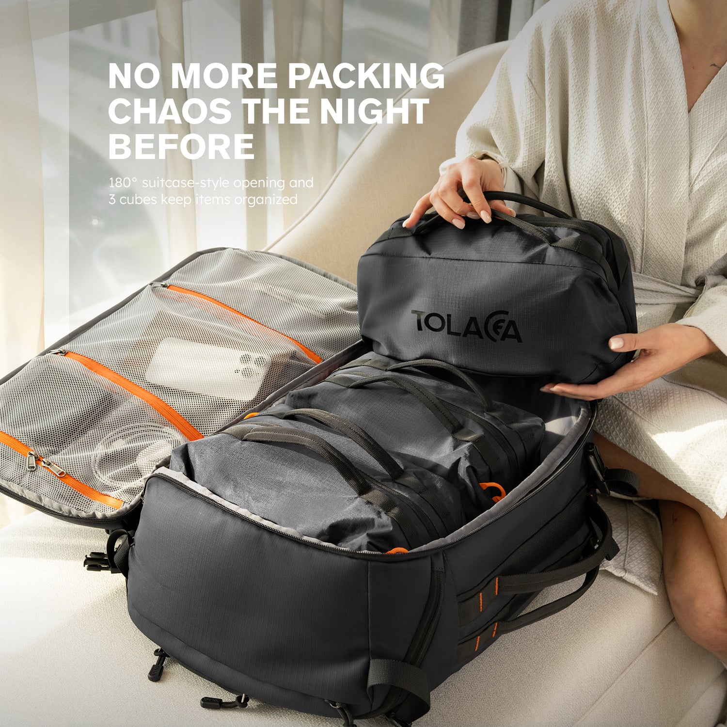 Tolaccea Ulife 06 | 40L Modular Travel Backpack with Toiletry Organizer