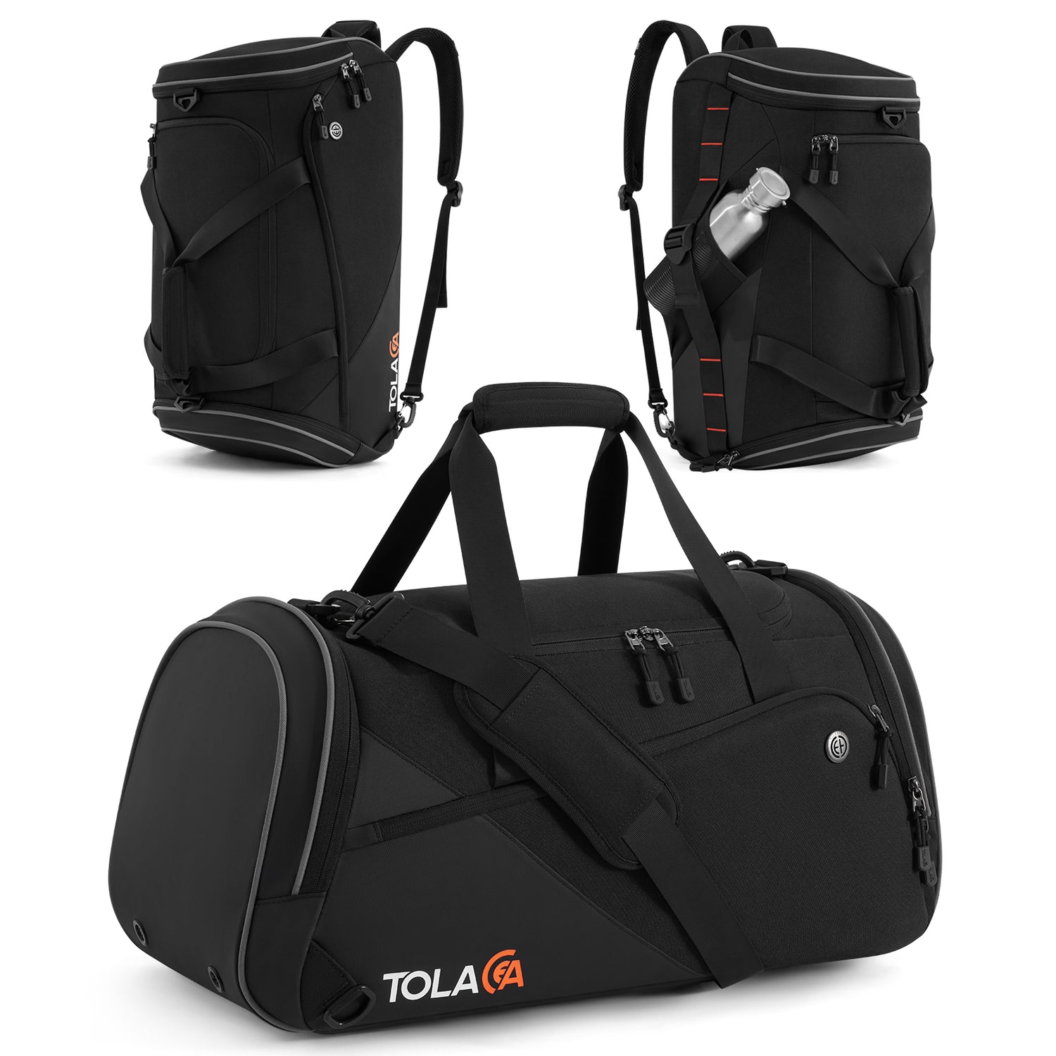 bespoke travel tech duffel bag Tolaccea 47L | 9-Pocket Gym & Travel Backpack