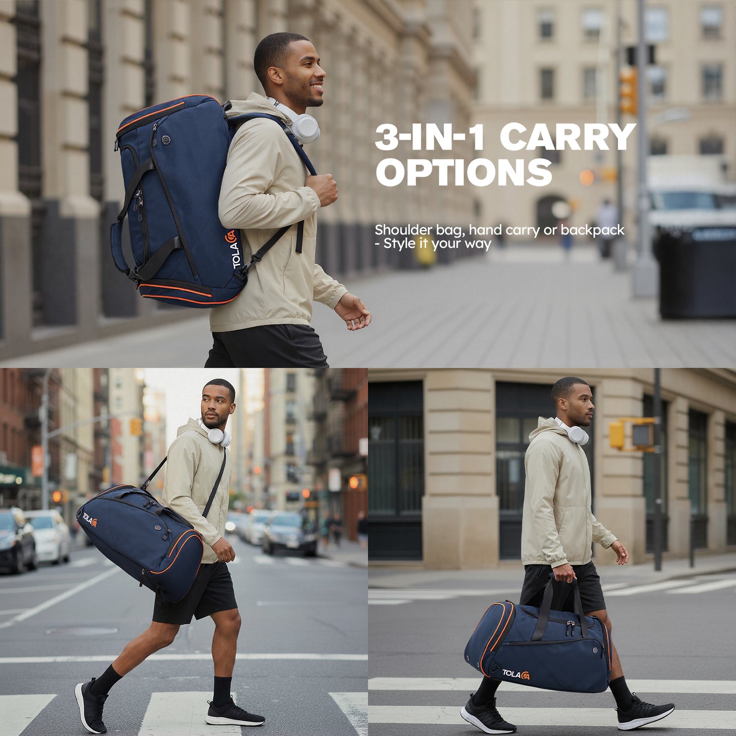 Tolaccea 47L | 9-Pocket Gym & Travel Backpack - Sports Duffle Bag