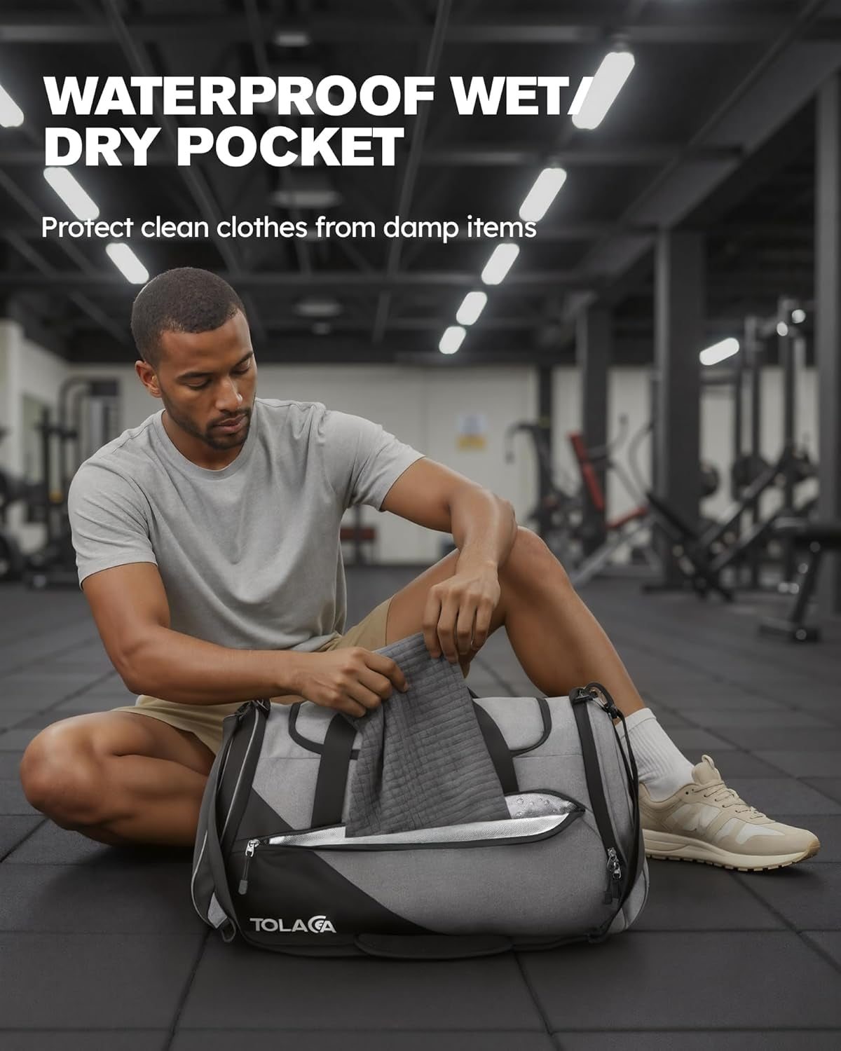 47.5 liter travel duffel bag Tolaccea 47L | 9-Pocket Gym & Travel Backpack