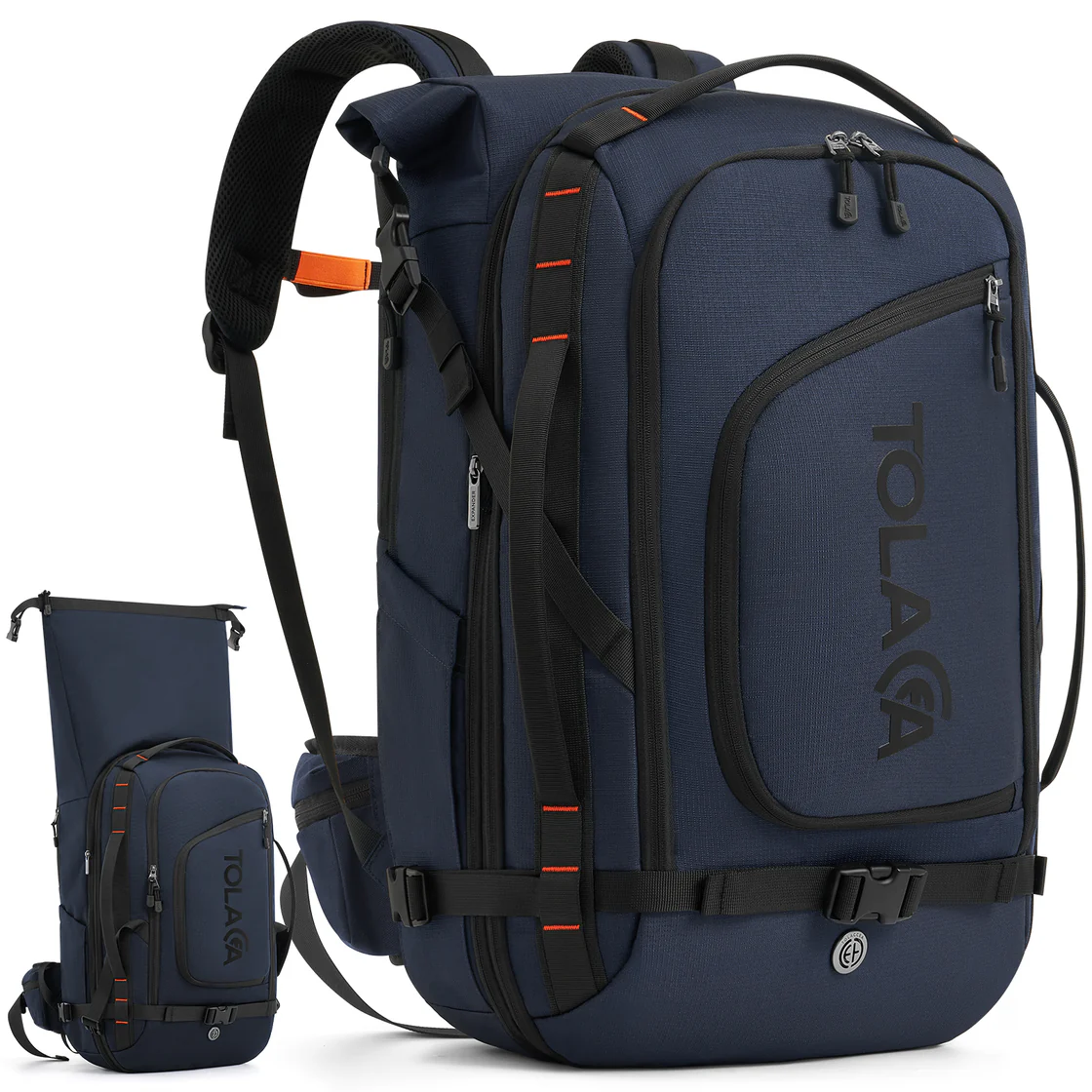 Tolaccea Mlife 07 Travel Laptop Backpack, Carry On with Quick Access Pocket & Waterproof Wet-Dry Storage for Business Travel, 40-55L