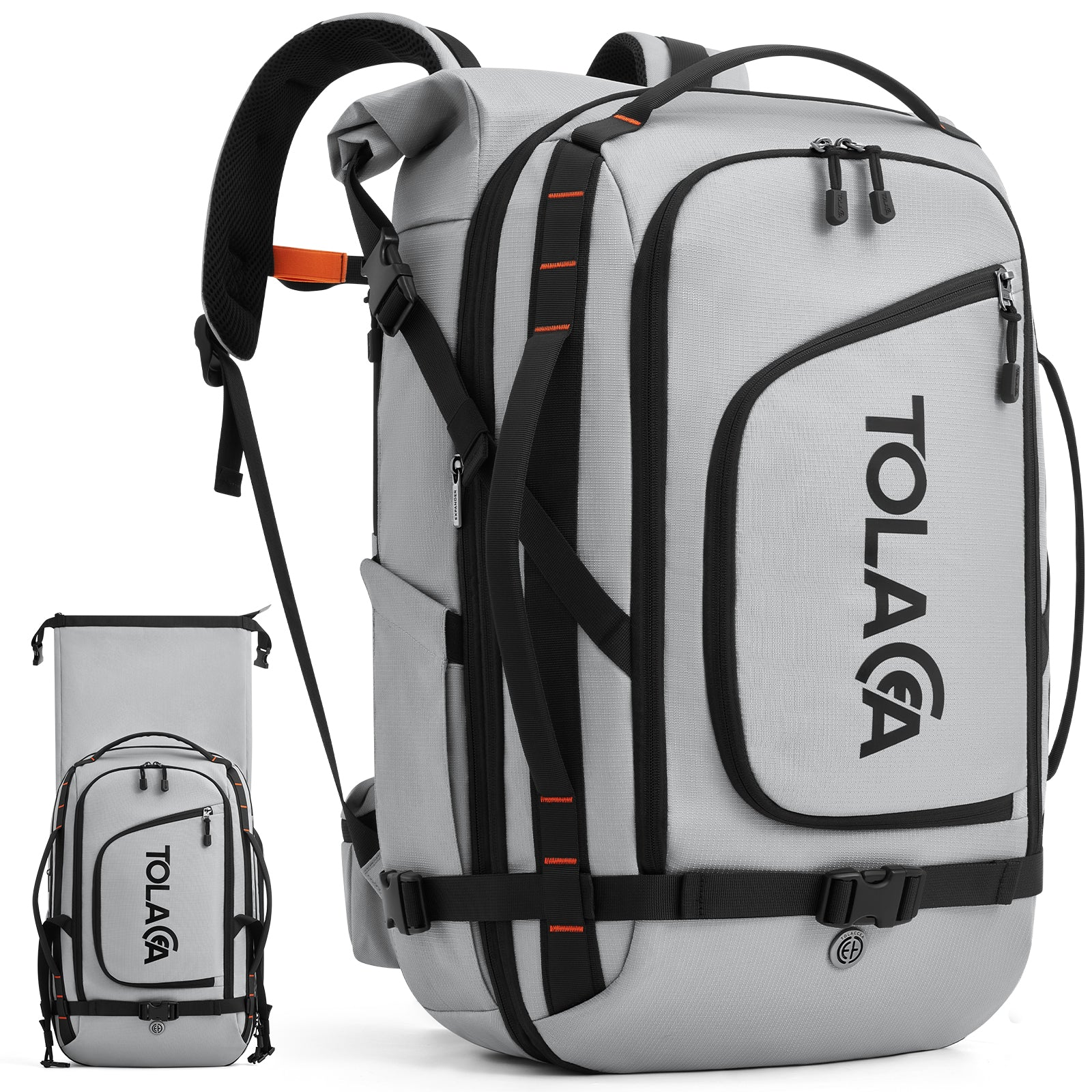 Tolaccea Mlife 07 Travel Laptop Backpack, Carry On with Quick Access Pocket & Waterproof Wet-Dry Storage for Business Travel, 40-55L