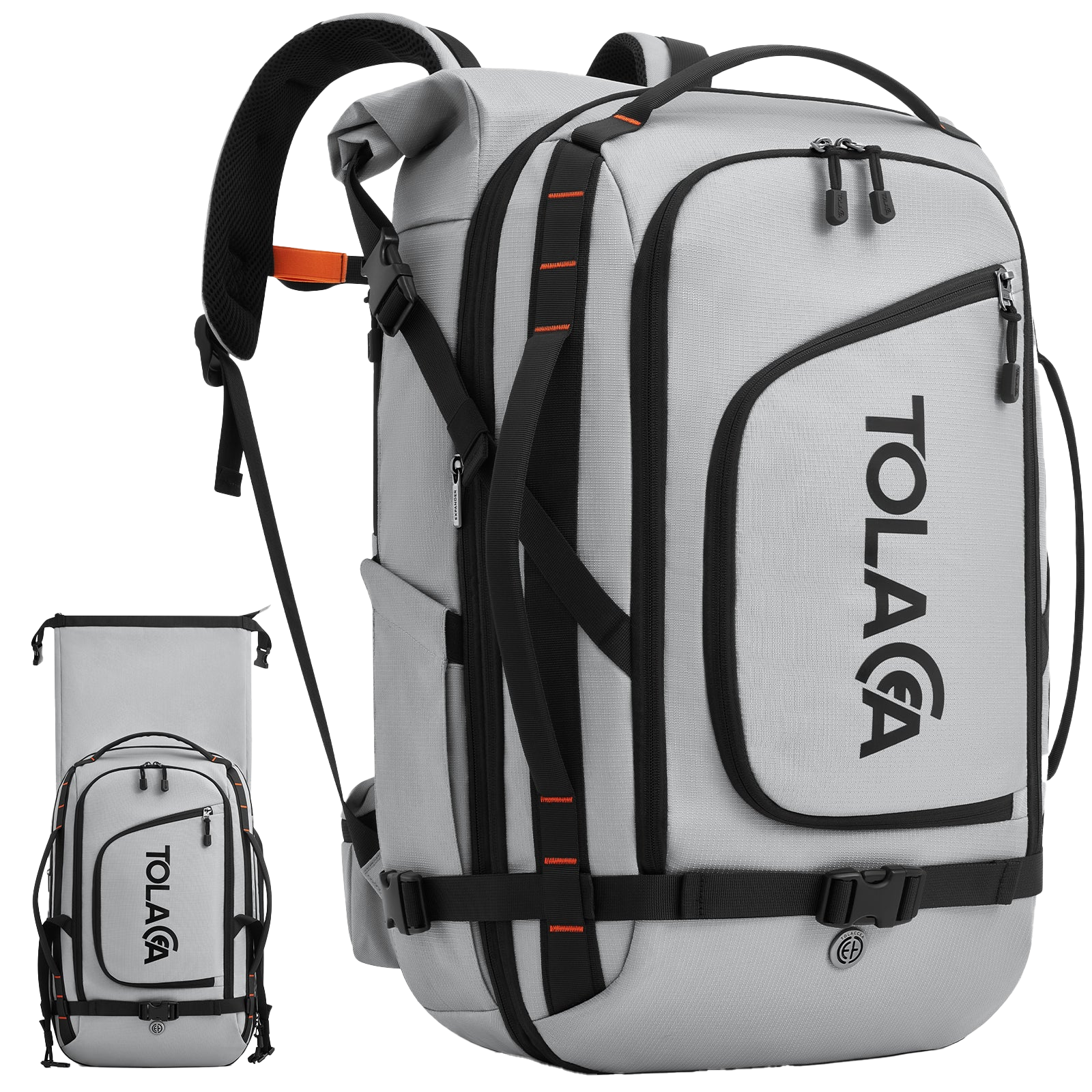 Tolaccea Mlife 07 Travel Laptop Backpack, Carry On with Quick Access Pocket & Waterproof Wet-Dry Storage for Business Travel, 40-55L