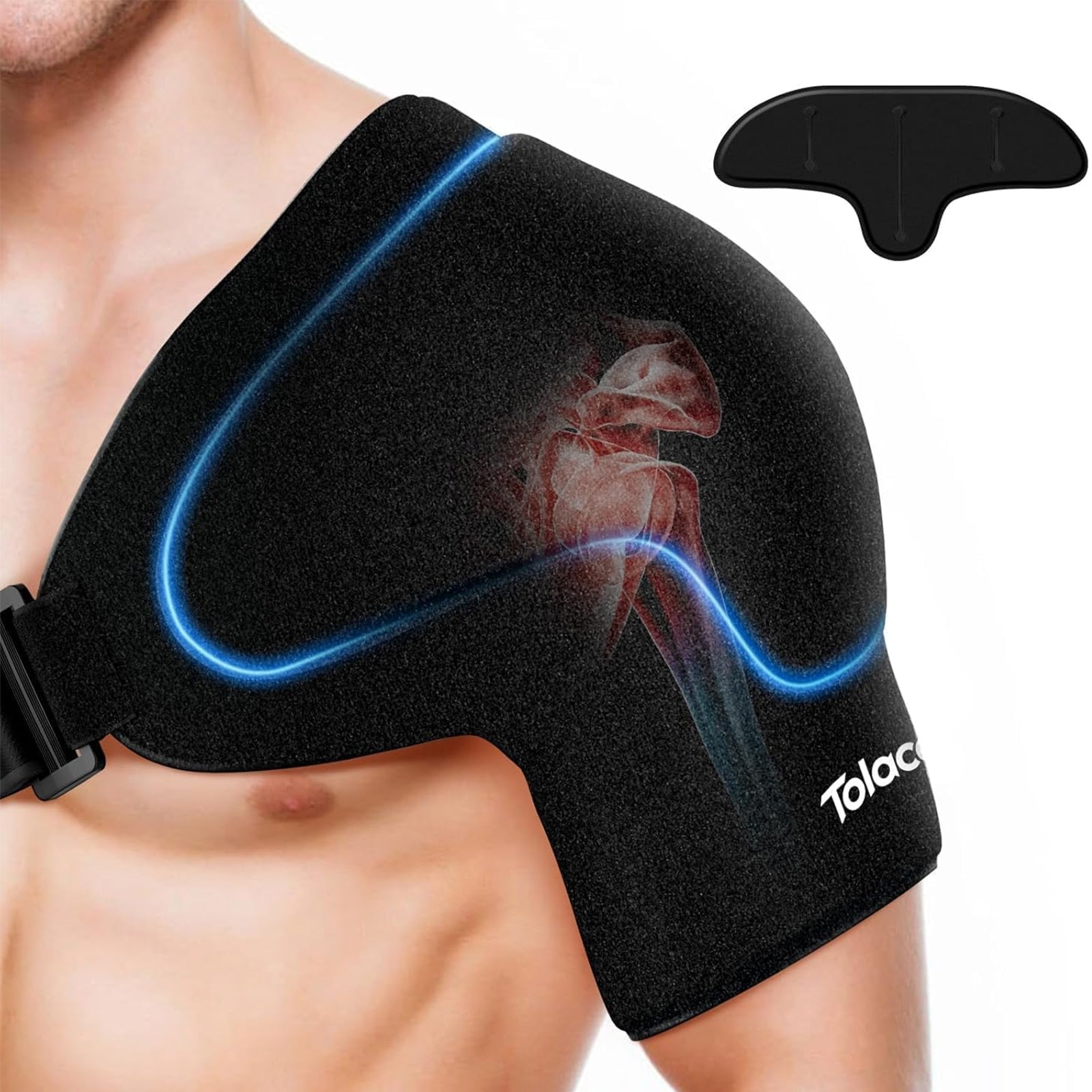 Tolaccea Reusable Rotator Cuff Ice Pack Wrap Cold Therapy Shoulder Brace with Expert Gel