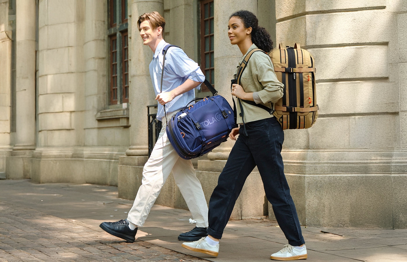 backpack for travel with laptop Luka 17 inch and dedicated pockets for tracking devices and anti BIS 'The Backpack' in Beige