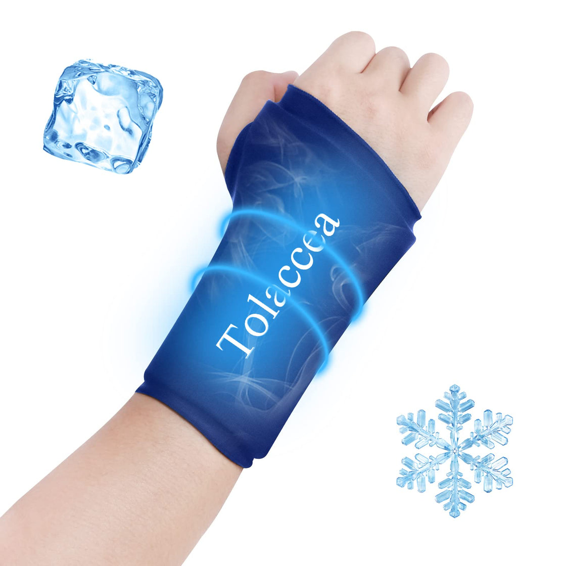 Wrist Ice Compression Sleeve Wrist Ice Pack Wrap Hot & Cold Therapy for Pain Relief Blue