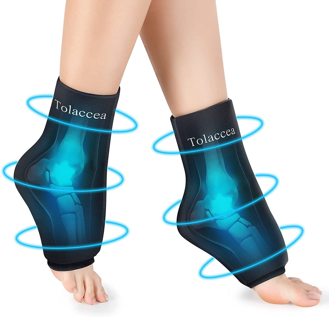 Ankle Foot Ice Pack Wrap for Injuries, Reusable Gel Ice Pack for Hot and Cold Therapies, Flexible Cold Pack