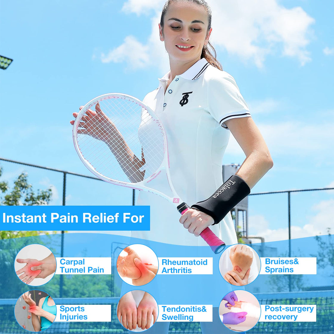 Wrist Ice Compression Sleeve Wrist Ice Pack Wrap Hot & Cold Therapy for Pain Relief Black