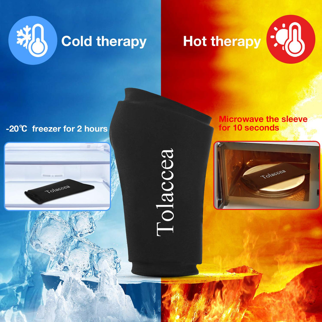 Wrist Ice Compression Sleeve Wrist Ice Pack Wrap Hot & Cold Therapy for Pain Relief Black