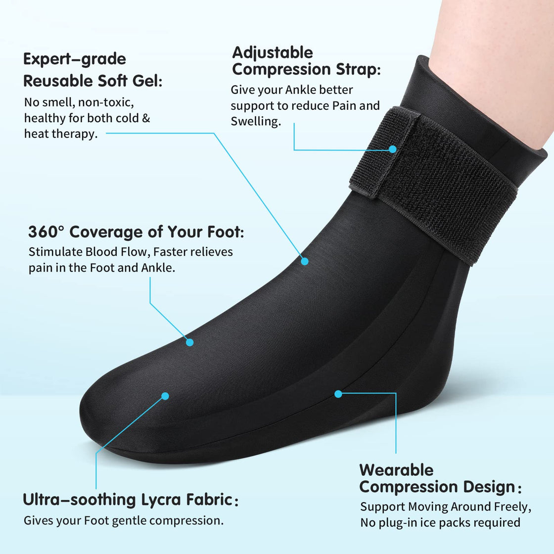 Tolaccea Reusable Gel Cold Therapy Sock for Hot & Cold Therapy