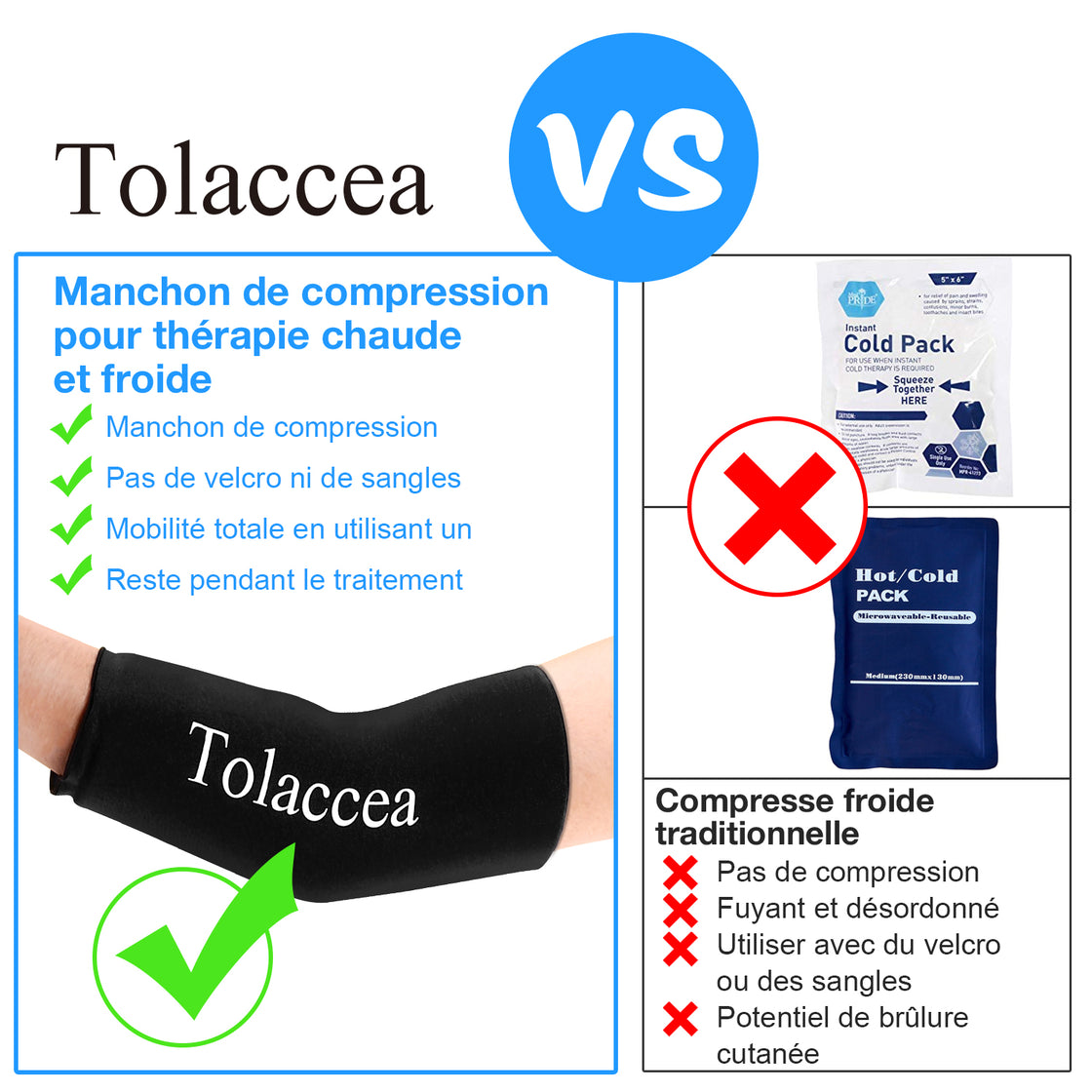 Hot & Cold Therapy Compression Sleeve for Knee Calf Ankle Pain Relief Black