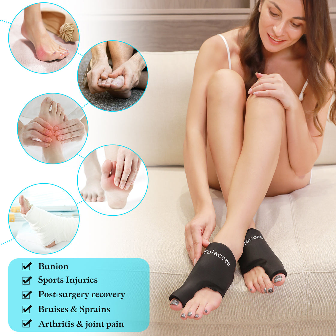 Foot Ice Packs Big Toe for Pain Relief, Flexible Cold Pack for Bunion Relief, Reusable Gel Ice Pack for Hot and Cold Therapies, Ice Pack for Swelling, Sprained, Bruises, Post-Surgery Recovery 1 Pair